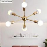 Modernist Metal Starburst Chandelier Light - 26’’/38.5’’ Wide Gold 6/10/12 Lights Hanging