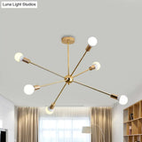 Modernist Metal Starburst Chandelier Light - 26’’/38.5’’ Wide Gold 6/10/12 Lights Hanging