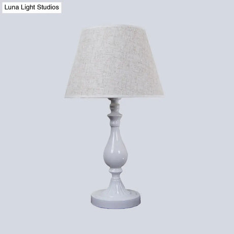 Modernist Metallic Desk Lamp: Urn-Shaped White Table Light With Fabric Shade