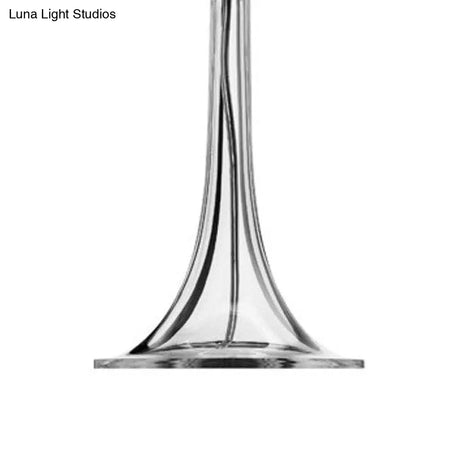 Modernist Nightstand Lamp With White Glass Cone Shade & 1 Light Reading Table Lighting