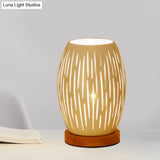 Modernist Oblong White Night Table Lamp With Hollow Out Design - Sleek Metal Construction 1 Head For