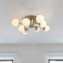 Modernist Opal Glass Semi-Flush Mount With Silver/Rose Gold Finish And 8 Lights / Silver