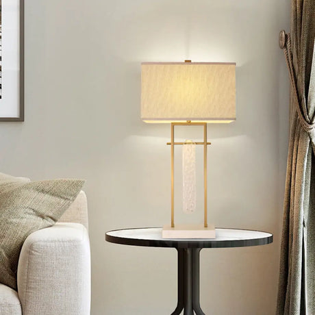 Modernist Rectangle Reading Light White Nightstand Lamp For Bedroom