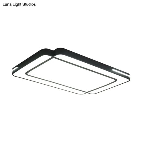 Modernist Rectangular Flush Mount Acrylic Led Ceiling Light - White/Black Ideal For Living Room