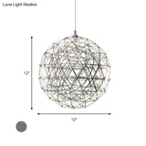 Modernist Stainless Steel Firework Chandelier With Led Orb Shade - 8/12 W Chrome