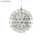 Modernist Stainless Steel Firework Chandelier With Led Orb Shade - 8/12 W Chrome