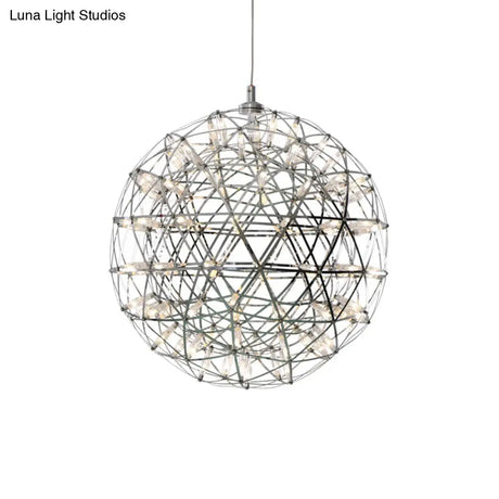 Modernist Stainless Steel Firework Chandelier With Led Orb Shade - 8/12 W Chrome
