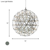 Modernist Stainless Steel Firework Chandelier With Led Orb Shade - 8/12 W Chrome