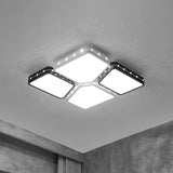 Modernist Style Acrylic Flush Mount Bedroom Lighting - 19.5’/23.5’ Square Led Ceiling Light In