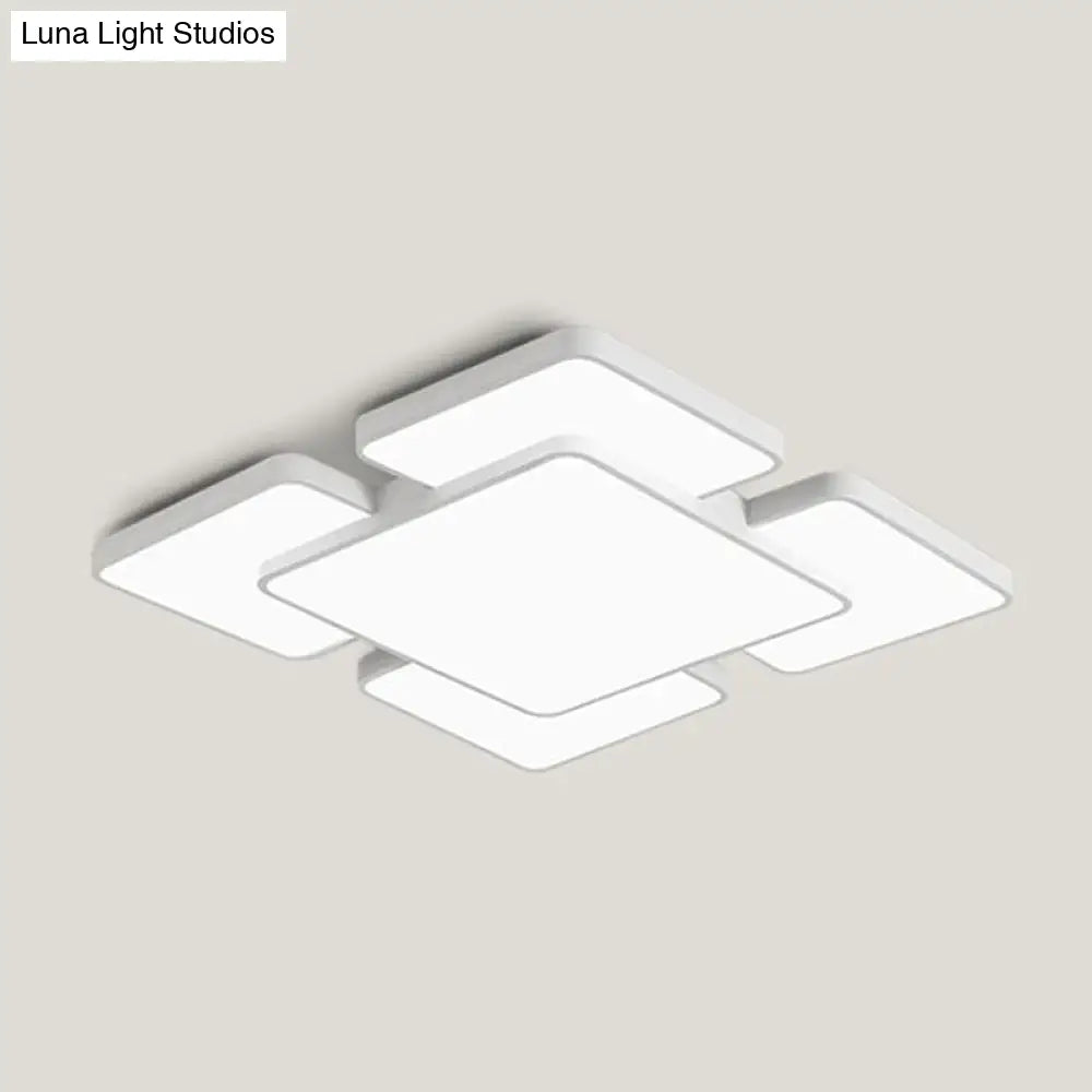 Modernist Style Flush Mount Lamp: Acrylic Shade Ceiling Light Black/White 20.5’/24.5’ 5/7 Lights