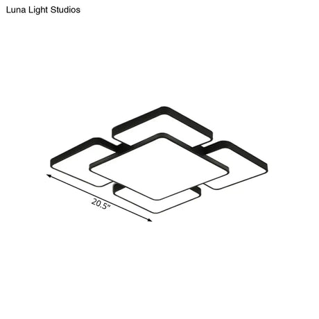 Modernist Style Flush Mount Lamp: Acrylic Shade Ceiling Light Black/White 20.5’/24.5’ 5/7 Lights