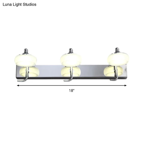 Modernist Style Silver Wall Lamp With Round Frosted Acrylic Shade 2/3 Heads Warm/White Lighting -