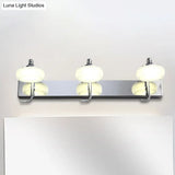 Modernist Style Silver Wall Lamp With Round Frosted Acrylic Shade 2/3 Heads Warm/White Lighting -