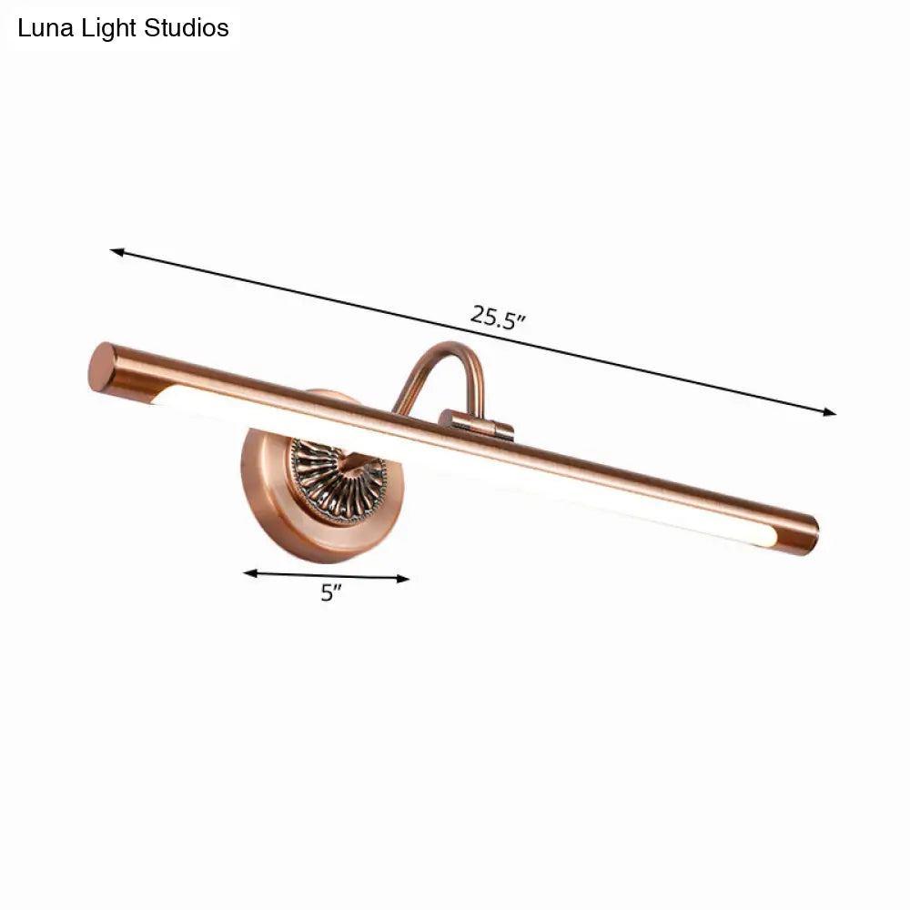 Modernist Style Tube Metal Vanity Sconce Light Led Wall Mount Lamp (18/22 W) In Weathered