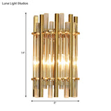 Modernist Style Tubular Wall Sconce With Clear Crystal Metal Frame And 1 Light Ideal For Bedroom