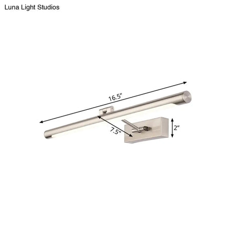 Modernist Tubular Wall Lamp In Gold Metal With Led Vanity Lighting - 16.5/20.5 Width Ideal For