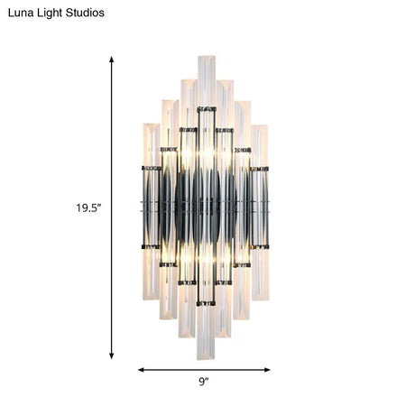 Modernist Tubular Wall Lighting With Clear Crystal 2 Lights Chrome Finish - Living Room Fixture
