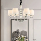 Modernist White Barrel Shade Chandelier Light Fixture - 6/8 Lights Radial Ceiling Pendant Lamp
