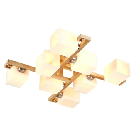 Modernist White Glass Flush Mount Ceiling Light For Living Room - Stylish Splicing Squares Design 8