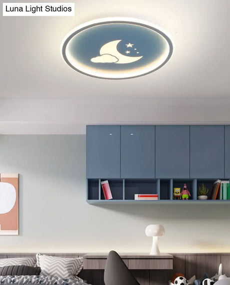 Moon And Star Flush Mount Ceiling Light For Modern Bedrooms