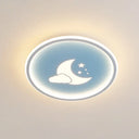 Moon And Star Flush Mount Ceiling Light For Modern Bedrooms Blue / 16 Warm