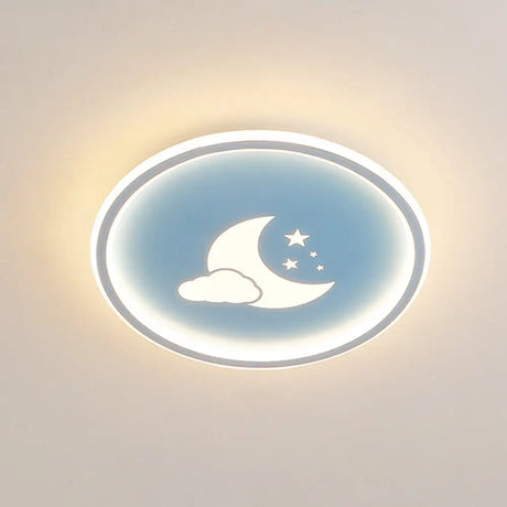 Moon And Star Flush Mount Ceiling Light For Modern Bedrooms Blue / 16 Warm