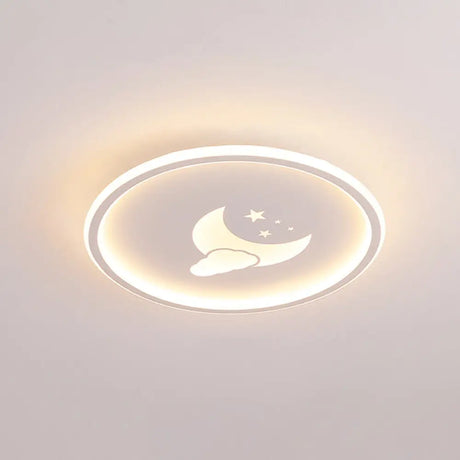 Moon And Star Flush Mount Ceiling Light For Modern Bedrooms White / 16 Natural