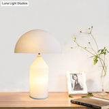Mushroom Bedside Table Lamp - Led White Glass Minimalist Nightstand Light