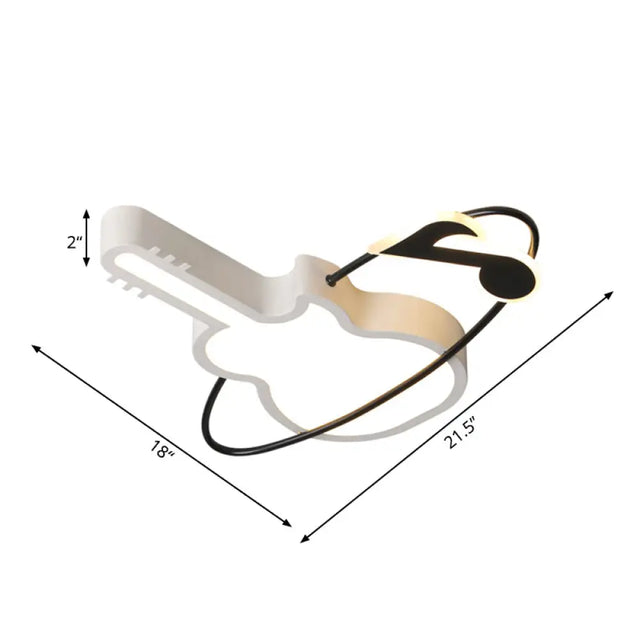 Musical Note Acrylic Led Ceiling Light For Bedroom - Contemporary White Flushmount