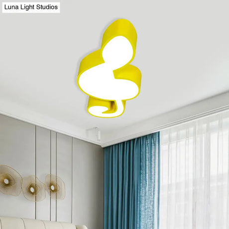 Musical Note Led Ceiling Lamp In Red/Green/Yellow For Kindergarten