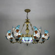 Nautical Lodge Chandelier With Blue Butterfly Glass - 7/9 Lights For Living Room 7 /