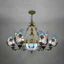 Nautical Lodge Chandelier With Blue Butterfly Glass - 7/9 Lights For Living Room 7 /