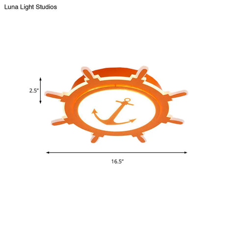 Nautical Style Acrylic Flushmount Ceiling Light With Rudder And Anchor Design - Perfect For Teens