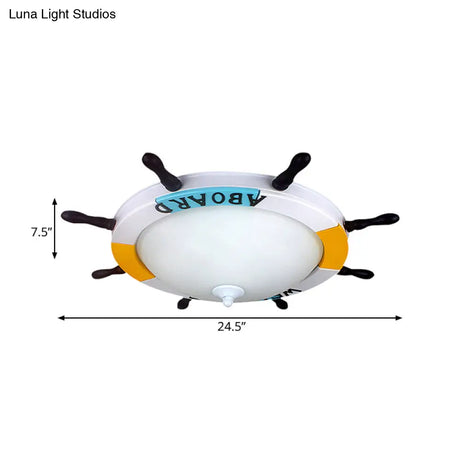 Nautical Style Led Living Room Flush Ceiling Light With Acrylic Shade - White Mount Lighting