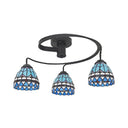 Nautical Style Semi Flush Light With Stained Glass Shade - Boat Mediterranean Baroque Design 3/5