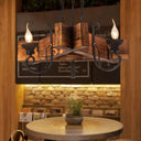 Nautical Wooden Hanging Light Fixture-Chandelier In Brown Triangular/Square Design 3/4/6-Head
