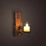 Nautical Wooden Wall Lamp - Geometric Lighting Fixture For Living Room Distressed Wood / Candle