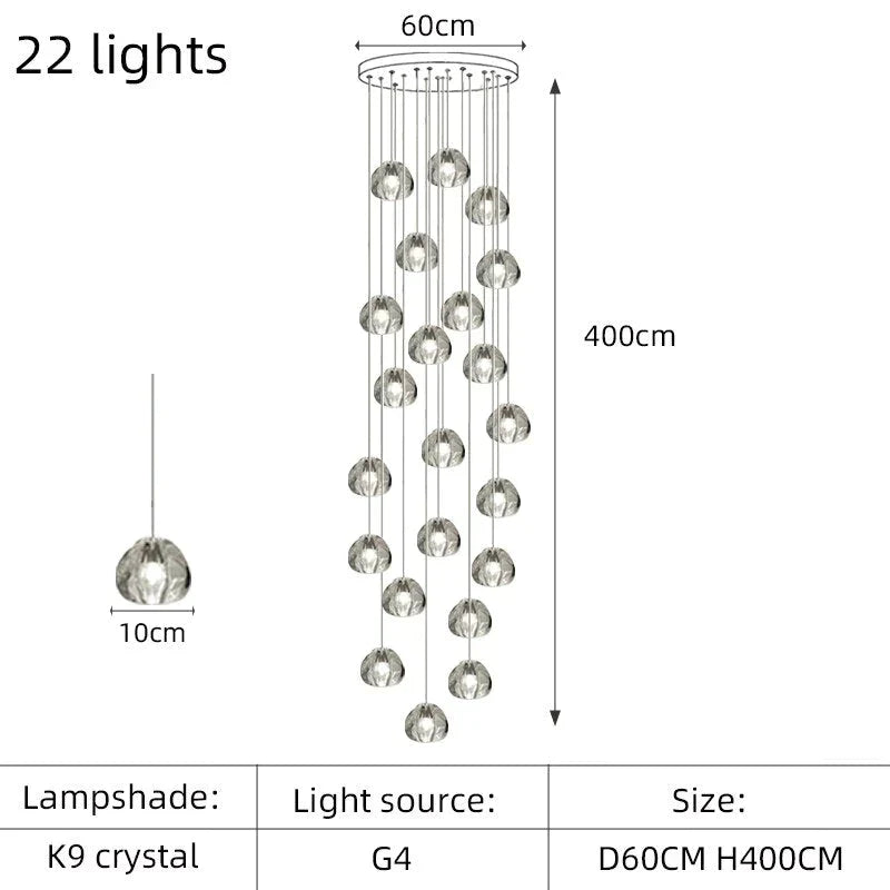 Nebular - Modern K9 Crystal Led Meteor Chandelier