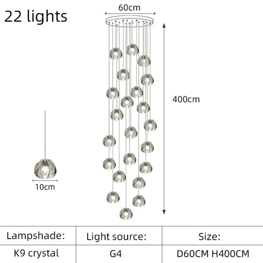 Nebular - Modern K9 Crystal Led Meteor Chandelier