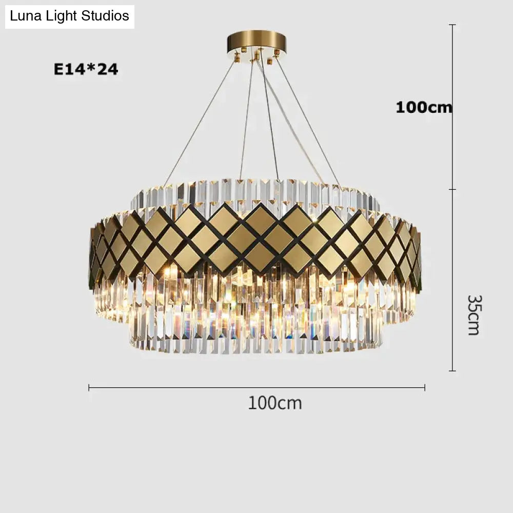 Neva 2 - Designer Alloy And Crystal Led Chandelier For Dinning Room Living Room Dia100Cm