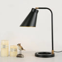 Noemi - Black Minimalist Metal Table Light With Angled Shade And Squared Stand