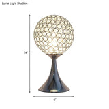 Noemi - Crystal Embedded Ball Desk Light Modernism Single Chrome Finish Night Table Lamp For Bedroom