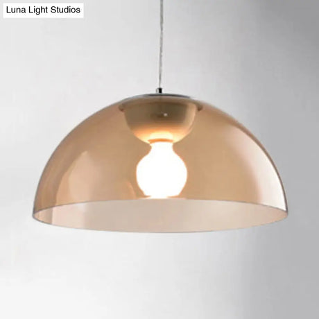 Nordic 1 Light Suspension Pendant: Red/Black/White Acrylic Shade Dome Ceiling