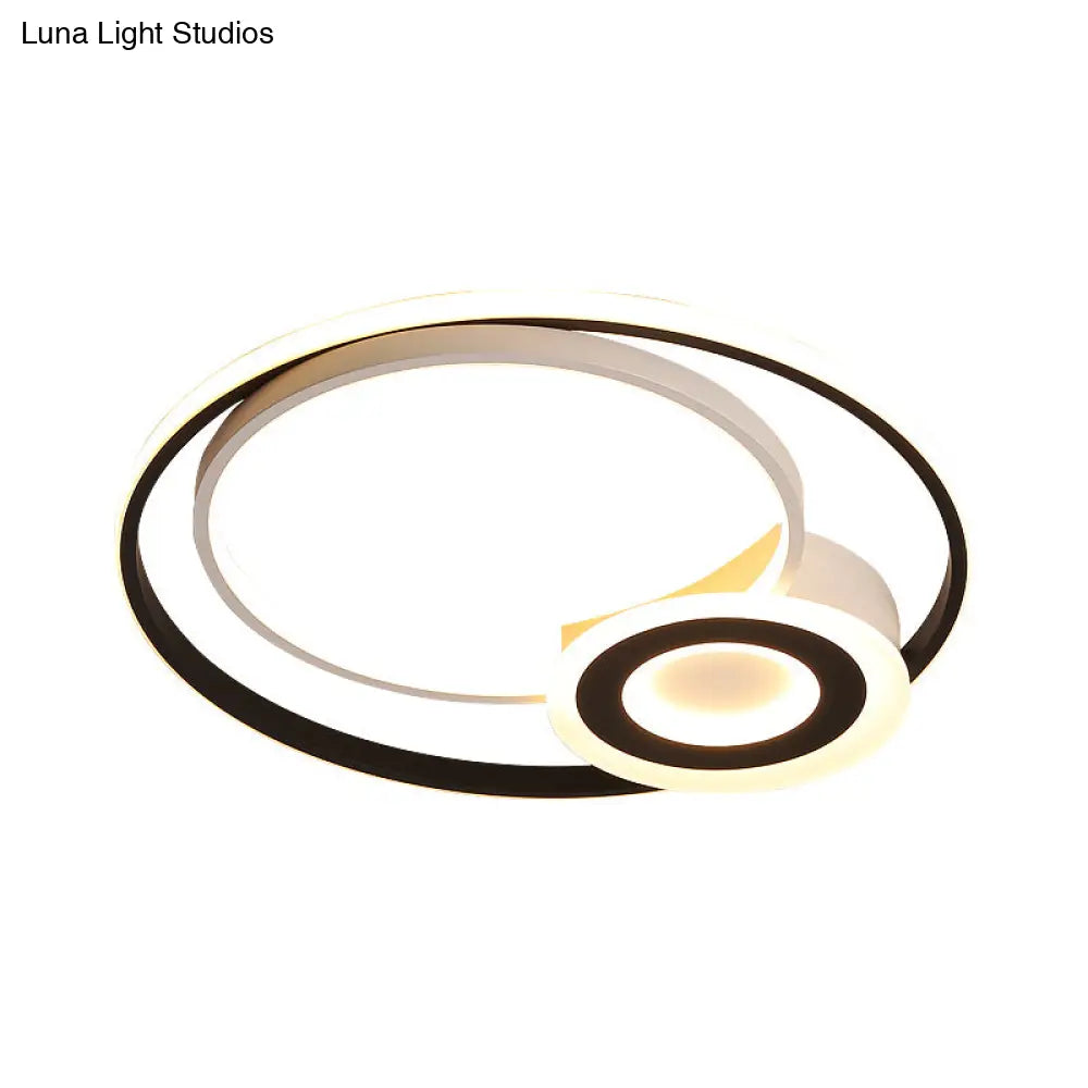 Nordic Acrylic Flush Mount Led Ceiling Fixture - Multi Rings Black/White 16’/19.5’/23.5’ Dia