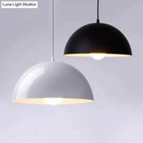 Nordic Aluminum Dome Hanging Light With 1 For Dining Room - Black/White/Red 12’/14’/16’ Wide