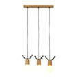 Nordic Antler Wooden 3-Light Hanging Pendant With Open Bulb Design For Restaurants Wood / Linear