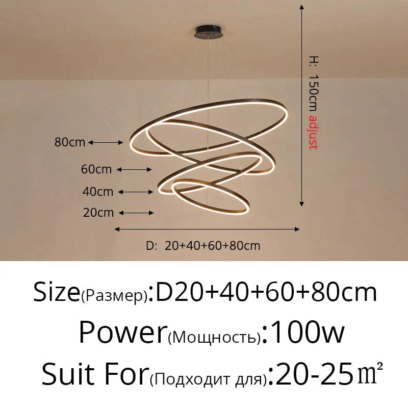 Nordic Art Deco Luxury Led Circular Pendant Lights Hanging Lamps For Living Room Dining Table