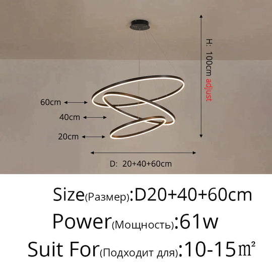 Nordic Art Deco Luxury Led Circular Pendant Lights Hanging Lamps For Living Room Dining Table