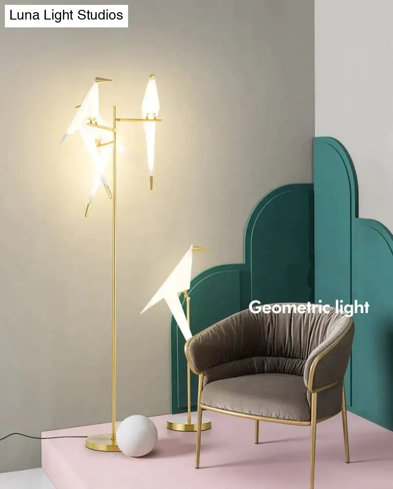 Nordic Bird Floor Lamp Creative Acrylic Thousand Paper Cranes Lamps For Living Room Bedroom Home