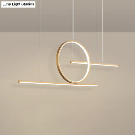 Nordic Black/Gold Metal Pendant Lighting With Dual Lines - Led Island Light Fixture In Warm/White